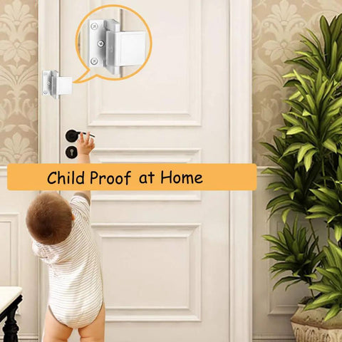Two Pack Heavy Duty Door Security Lock For Inward Swinging Doors, Kid Proof Door Reinforcement With Upgraded Stainless Steel Screws