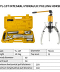 Professional Grade Hydraulic Gear Puller And Wheel Bearing Separator Tool Featuring Adjustable Two Or Three Jaws with accessories in case.