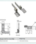 Diagram and image of Stainless Steel Constant Torque Friction Stay Door Hinge 0.7Nm Heavy Duty Position Control Hinges