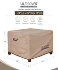Waterproof Patio Ottoman Cover For Square Outdoor Side Table 24L By 24W By 18H Inches Beefy 600D Polyester With Waterproof Backing