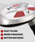 All Hybrid Number 7 Golf Club For Men Right Handed Senior Flex Graphite Shaft 38 Inch Standard Length Black Pro Velvet Grip Includes Free Hybrid Head Cover Beast Of A Hybrid iron head close up