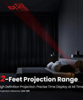Projection Alarm Clock For Bedroom Ceiling With Indoor Outdoor Temperature And Humidity Weather Station Forecast Dope Easy Setup Adjustable Red Projector Backlight Black projecting time on ceiling at night.