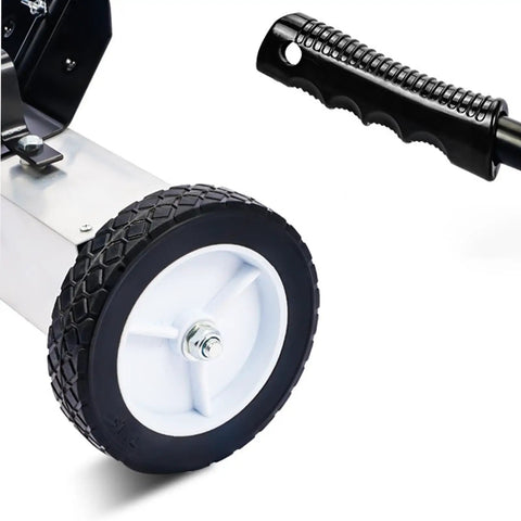 18 Inch Metal Pickup Lawn Sweeper Broom With Adjustable Handle And Wheels For Workshop Debris Collector Efficiently Clears Iron Filings And Shredded Scrap From Floors In Industrial Settings Or Heavy Duty Garage Shops Quick To Use