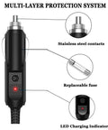 Heavy Duty 12V 24V Car Charger Cable With Xt60 Connector Ten Foot Dc Adaptor For EcoFlow Bluetti And Anker Portable Power Stations showing stainless steel contacts and replaceable fuse.