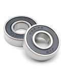 Two Pack 6200RS Deep Groove Ball Bearings With Double Rubber Seals 6200-2RS 10 x 30 x 9 mm front view on white background