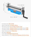 Beefy Slip Roll Metal Forming Machine 12.6 Inch With Detachable Rollers and hand crank, 20 Gauge Capacity
