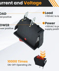 Two Pack Boat Shaped Rocker Switches With 2 Pins And 2 Positions On And Off 250V 15A Or 125V 20A Dope Marine Grade Toggle Switches For Boats RVs Trailers Electronics, black snap-in 2-pin rocker switch with red light