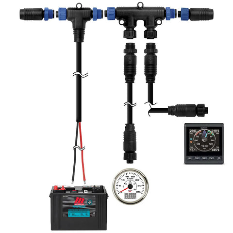 NMEA 2000 Marine Starter Kit Pro Grade Universal Cable System with backbone cables, drop cables, and connectable components