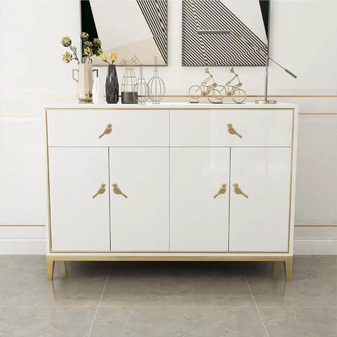 Gold Bird Cabinet Knobs Set Of 2 For Cupboard Doors And Drawers, Vintage Zinc Alloy Handles, Single Hole Pulls For Bedroom, Kitchen, Dresser, Home Decor, Cute Bird Design With Lasting Durability on white dresser doors