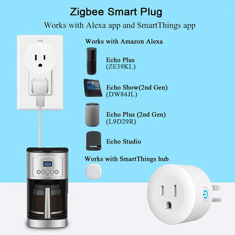 Zigbee Smart Outlet Plug Twin Pack Plays Nice With ST Hub Echo Plus Alexa And Google Assistant for hands-free voice control