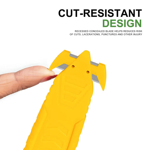 Double-Sided Stainless Steel Box Cutter With Integrated Tape Splitter, Heavy-Duty Safety Utility Knife, yellow cut-resistant design