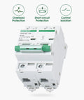 Beefy Heavy Duty 2 Pole 125A DC Circuit Breaker 12V to 110V DC Thermal Magnetic Trip DIN Rail Mount High Current Battery Protector
