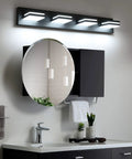 4-Light Matte Black LED Vanity Light Fixtures for Bathroom, 30 Inch Wall Mount Over Mirror, Acrylic Frosted Shade