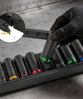 Rock Solid 10 Piece 1/2 Inch Drive Impact Socket Kit With Chromium Vanadium Steel Thick Walled Sockets From 10 To 24mm Perfect For Tough Tire Changing And Heavy Duty Equipment Repair Jobs in tray