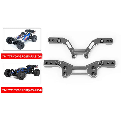 Beefed Up Extended Aluminum Damper Plate Upgrade for Typhon Grom RC Car Front And Rear Mount Black Finish