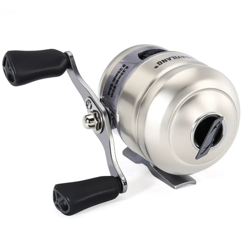 Spincast Fishing Reel Size 30 With Easy Right Or Left Hand Retrieve, Smooth 3.9 To 1 Gear Ratio, Pre-Spooled Mono Line, Silver Finish