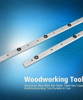 Builder Grade Aluminum Alloy Miter Bar For Table Saw Featuring Dead Sure Alignment With Smooth Adjustable Sliders And Rock Solid Fit For Serious Woodworkers Mastering Custom Miter Jigs Daily, silver aluminum miter bars on a blue background.