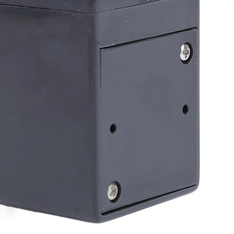 Close-up of Brushless 12V DC Vacuum Pump designed for brake bleeding and RV service, compact black casing with screws.