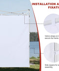 Installation view of Sidewall For 10x10 Pop Up Canopy Tent, Waterproof 300D Polyester With PU Coating, 86x120 inches, showing Velcro straps.
