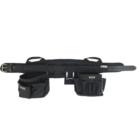 Electrician Tool Belt Set Max Combo With Comfort Back Support And Leather Belt Buckle, Heavy Duty Work Belt For 33 To 36 Inch Waists, Made In USA