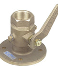 Two Inch Bronze Seacock Ball Valve For Boats And Marine Plumbing Durable Shutoff Valve With Smooth Operation Corrosion Resistant Marine Hardware Easy Hand Turn Made In USA, angled view
