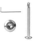 Top Shelf Boss Level Flat Head Hex Socket Sheet Metal Screws 100 Piece Set M4 Self Tapping with Allen wrench and screw.