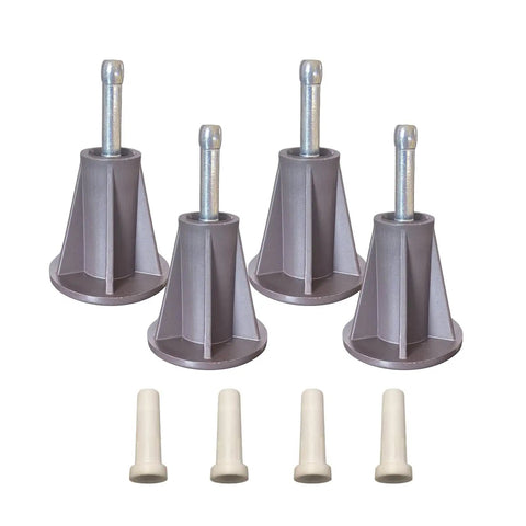 Steel Stem Bed Frame Feet Replacement Set Of 4 With Plastic Inserts To Stop Sliding And Replace Wheels, shown with inserts.