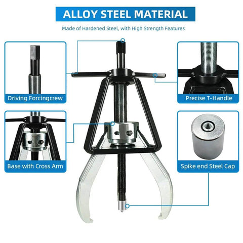 Heavy Duty Three Jaw Gear Puller, 2 Ton Pulley Removal Tool For Gears Pulleys Flywheels Bearings And More, side view