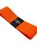 Orange Golf Swing Trainer Aid For One Piece Takeaway And In Sync Swing Keeps Arms And Body Connected, elastic band, top view.