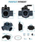 Dimensions of 2 Inch 3 Way Diverter Valve for Ground Pool and Spa Systems Replace Part 263028 3 Port Valve With Flexible Flow Control