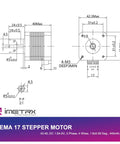 Technical diagram of Nema 17 Stepper Motor 42x40mm High Torque 1.5A 2 Phase 4 Wires 1.8 Degree for 3D printers and CNC