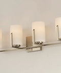 Dart 4 Light Bath Vanity Fixture In Satin Nickel Steel Finish With Satin White Glass Shades Modern Indoor Light For Bathrooms