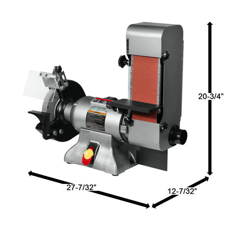 Built Like A Tank One Horsepower Variable Speed Disc Grinder And Belt Sander Combo featuring an 8" disc and 4"x36" belt, industrial tool design.