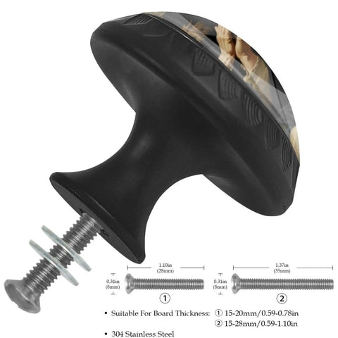 Close-up of Praying Hands Drawer Knobs Modern Pattern Cabinet Hardware with screws, durable zinc alloy finish, side view
