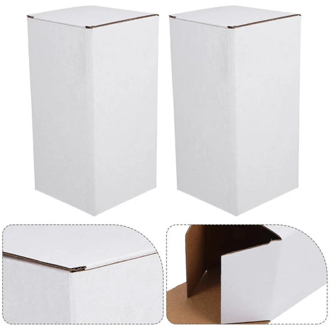 Ten Box Set Of White Corrugated Cardboard Shipping Boxes With Standard Design And Lightweight Paper Material, Four Sturdy Corners