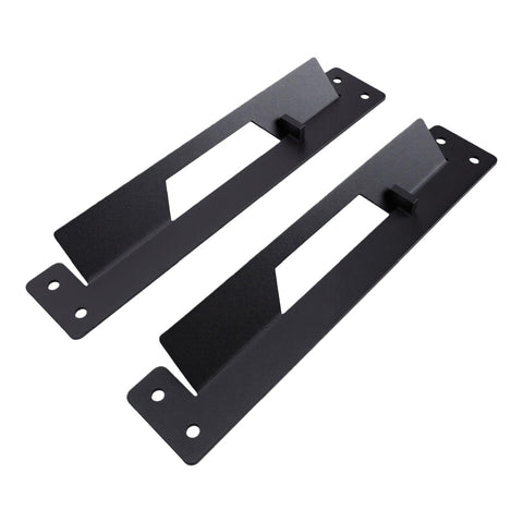 Two durable 4 Pack Small Mounting Brackets for Toolbox, metal with scratch-proof finish, angled view against white background