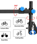 Close-up of Wall Mount Bike Repair Stand With 360 Degree Rotating Clamp Height Adjustable Workbench For Bicycle Maintenance