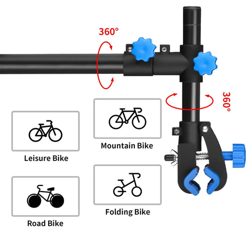Close-up of Wall Mount Bike Repair Stand With 360 Degree Rotating Clamp Height Adjustable Workbench For Bicycle Maintenance