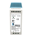 Front view of Rail Mount 24V DC Switching Power Supply, 60W, Quick Install, Plug And Play Ready, Input 100-240VAC, Output 24V DC