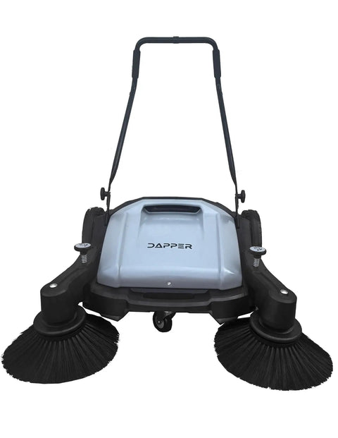 Top Shelf Manual Push Floor Sweeper With Thirty Six Inch Brush And Ten Point Five Gallon Dustpan Powers Through Driveways Garages And Pavement Without The Sweat Or Headache In Grey