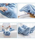 Collage of Cozy Shark Blanket Hoodie For Adults Wearable Sleeping Bag With Fin And Tail Flap Design Perfect For Lounging