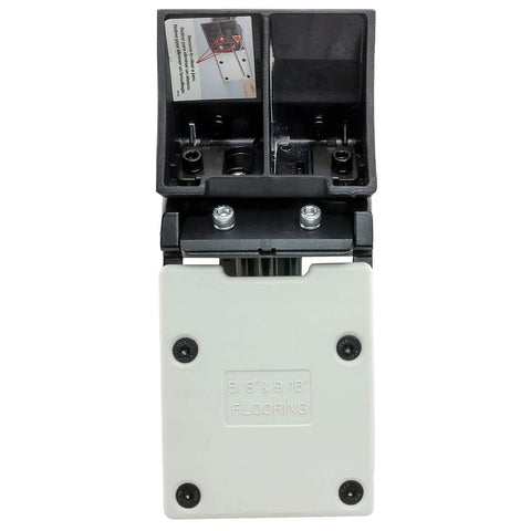 Base plate of 18 Gauge Pneumatic Flooring Nailer With Dual Handles For Tongue And Groove Hardwood Install Includes Flooring Mallet