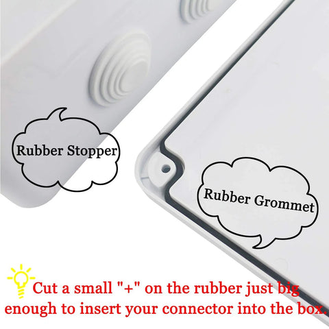 Sunnyglade IP65 ABS plastic junction box, white, 3.9x3.9x2.8 in; includes rubber stopper and rubber grommet