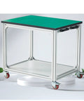 Hardworking Aluminum Workbench Gliding Smooth On Locking Wheels Heavy Duty Movable Packing Table Anti Static Cart For Garage Crews And Electronics Builds Ready For Anything with green anti-static top.