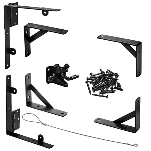 No Sag Gate Frame Kit With Heavy Duty Corner Brackets And Hinges For Wood Fences, Corrals, And Windows, Gate Hardware That Keeps Gates Level, Easy Install With Screws, Pull Ring, And Instructions