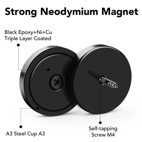 Heavy Duty 1.42 Inch Neodymium Cup Magnets With Holes For Wall Mounting, Waterproof And Rust Resistant, front view