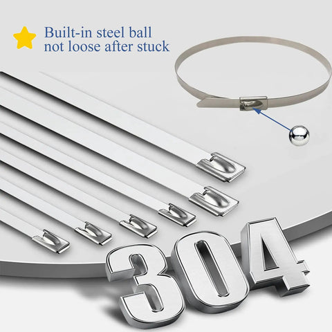 Heavy Duty Stainless Steel Cable Tie Kit With Two Hundred Pcs Four Point Six By Three Hundred Millimeter Ties Plus Cable Gun