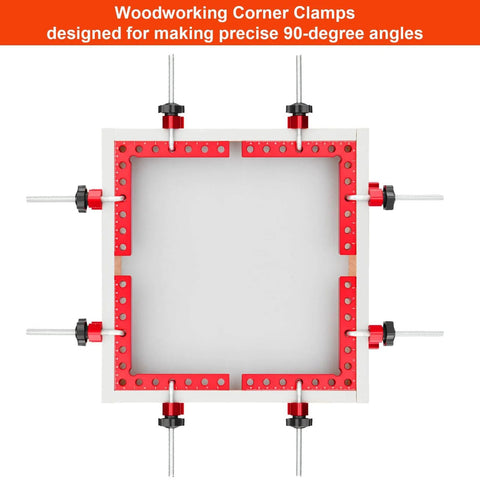 Pro Grade 4 Pack Right Angle Clamp Set For Woodworking, 5.5 Inch Aluminum Alloy Squares installed on a frame