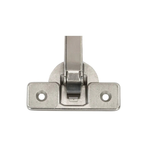 Two Pack Pie Cut Corner Overlay Hinges for Bi-Fold Cabinets, 70 Degree Self-Closing Concealed Doors, metal hinge close-up