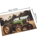 Tractor Photo Farm Area Rug Cozy Crystal Velvet Non Slip Furry Carpet For Living Room Indoor Machine Washable Rug Entryway Floor Mat Large Bedroom Dining Room with green tractor design.